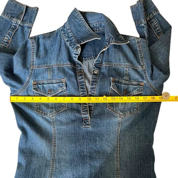 Old Navy Women's Y2K Denim Stretch Shirt Dress Blue Size 8 - Picture 8 of 10